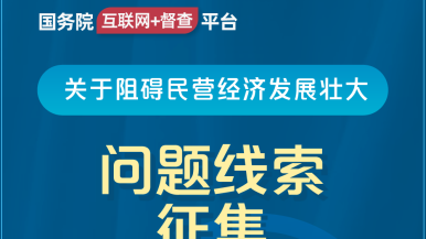 欧美在线强插流水肥b国务院“互联网+督查”平台公开征集阻碍民营经济发展壮大问题线索